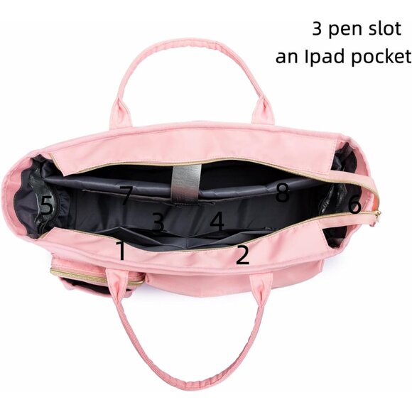 Pink Middle Size Computer Messenger Laptop Tote with 15.6'' Padded Laptop Sleeve - Picture 3 of 5